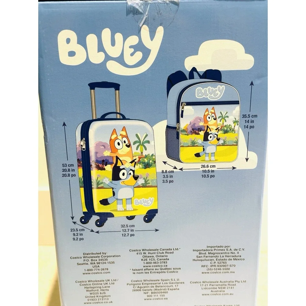 Bluey Kid's Licensed 2 Piece Luggage Bluey Set 1872161 New In Box